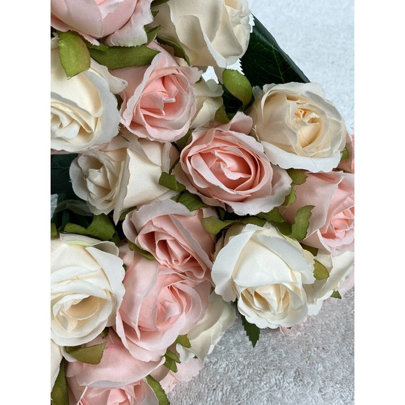 48-Pcs Artificial Silk Rose Flowers w/ Leaves & Stems for Wedding Bridal Shower - Picture 8 of 14